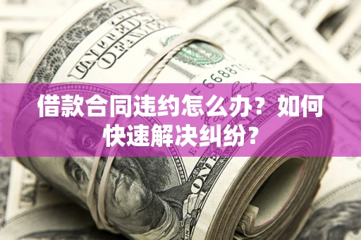 武汉借款合同违约怎么办？如何快速解决纠纷？